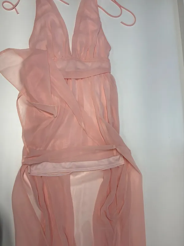 Lucy in the Sky Chiffon Slit Maxi Dress in Rose Blush- NEW Without Tag - Size S. - Image 6