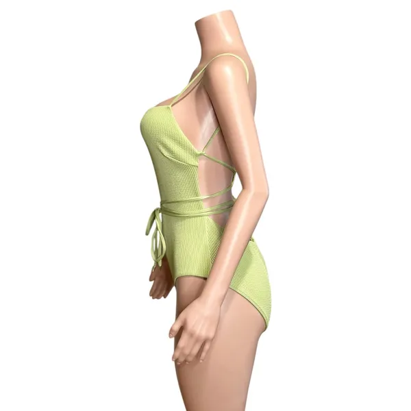 MONDAY SWIMWEAR Whitehaven Crinkle One Piece Swim, Olive Green, V (US12/14) - Image 11