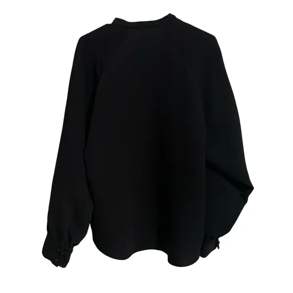 ZARA Black Mandarin Collar Button Front Long‎ Sleeve Blouse Women Size M - Image 10