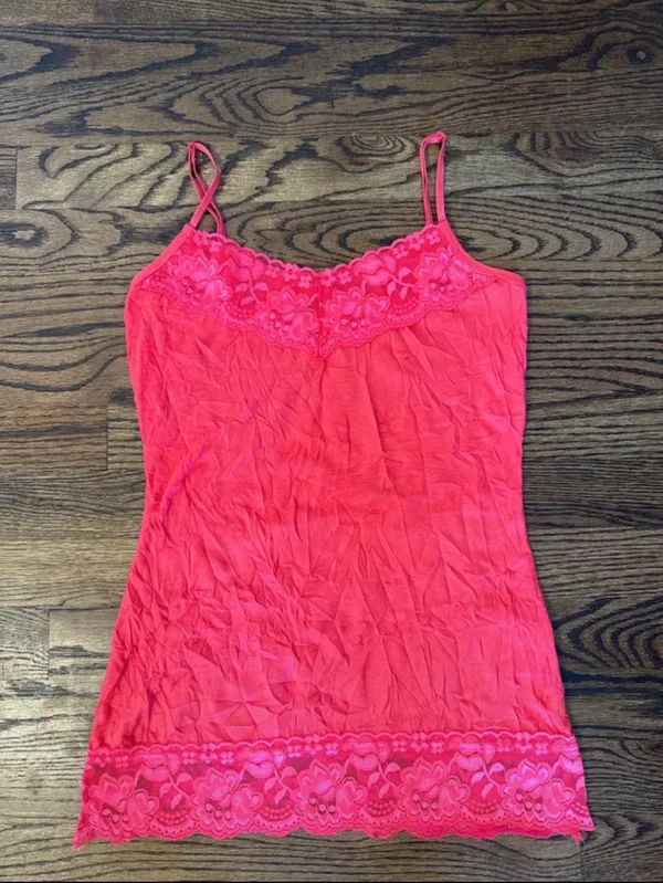 Maurice's Bright Pink Lace Trim Camisole - Image 2