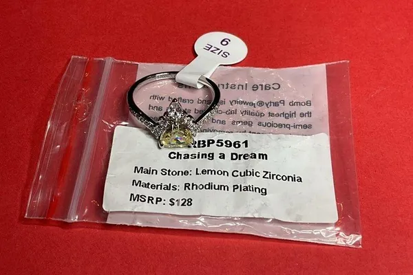 Bomb Party RBP5961 “Chasing a Dream” Lemon CZ on Rhodium Size 9 Ring NWT - Image 5