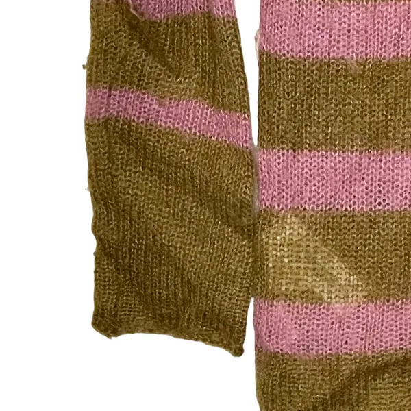Loft Ann Taylor‎ Women Medium Mohair Striped Pullover Sweater Long Sleeve Button - Image 5