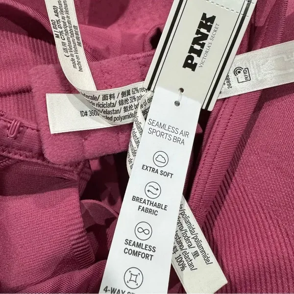 NEW Victoria’s Secret PINK Seamless Air Sports Bra Women’s Medium - Image 3