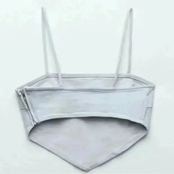 ZARA Minimalist Light Gray Cotton Crop Top Bustier Summer Tank Denim, Crop A37‎ - Image 3