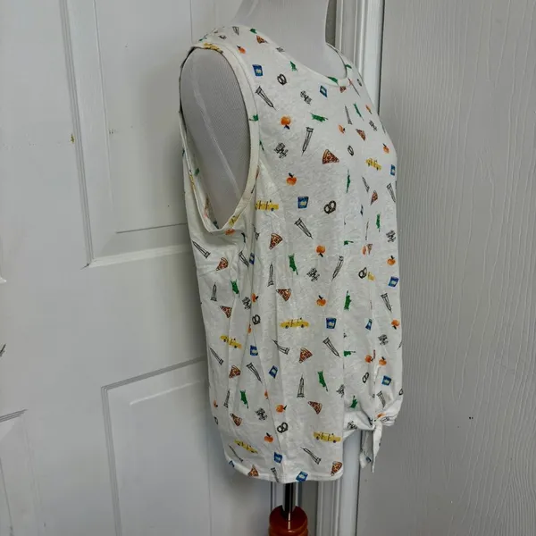 J Crew Tie Front Tank NYC Print B5* - Image 5