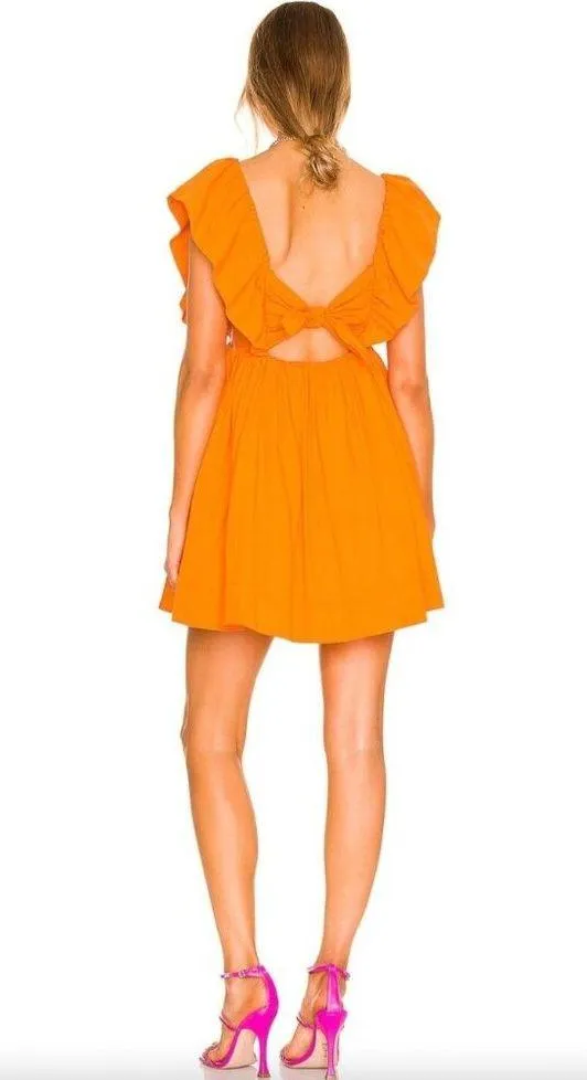 For Love & Lemons Clementine Mini Dress Orange Womens Size Medium - Image 6