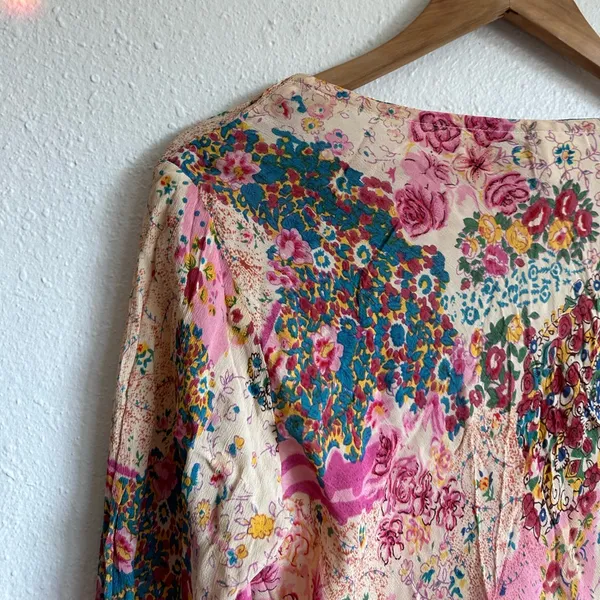 Copper Key Y2K Viscose Printed Peasant Blouse - Image 9