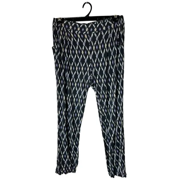 Anthropologie Lilka Pants Women Medium Blue Purple Geometric Loungewear‎ Boho - Image 3