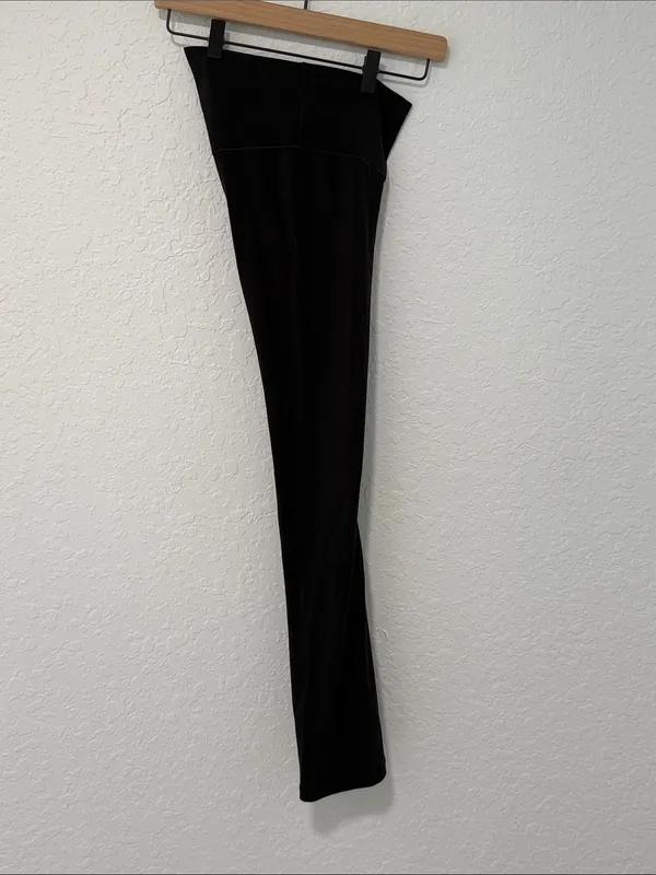 AERIE Black Cross Over waist Hi-Rise Flare Leggings Short Inseam Size Small - Image 9