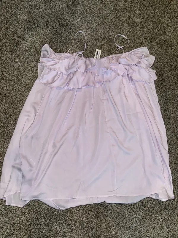 Old Navy Ruffle-Trim Satin Mini Dress in Light Purple - Image 3