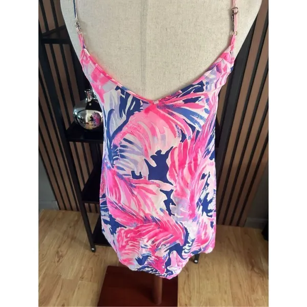 lily pulitzer sleeveless dress pink and blue size xxs silk summer dress - Image 4