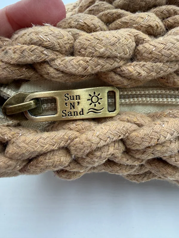 Sun N Sand Chunky Crochet Rope Shoulder Crossbody Bag Tan Boho Y2K - Image 6