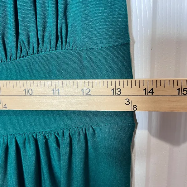 SANDIVA Teal Beaded Neckline Maxi Dress Women's Size M Sleeveless Empire Waist - Image 8