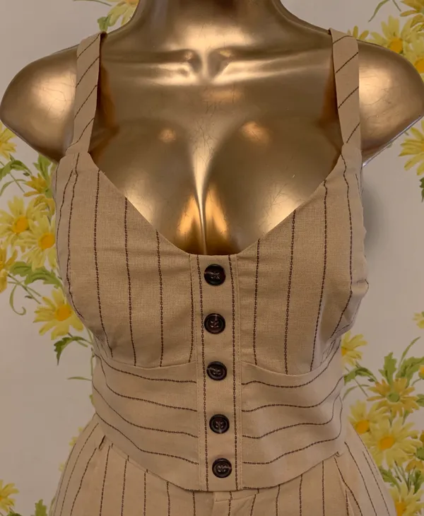 Pinstripe pants and crop top matching set two piece pant set size M - Image 3