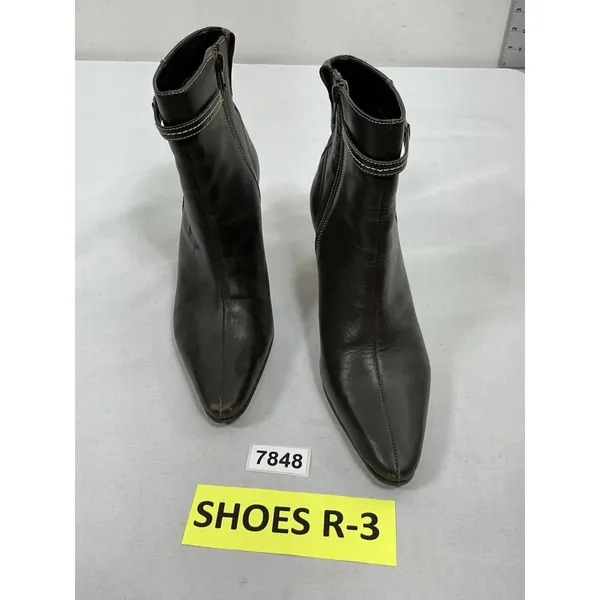 Womans Excellent Condition Paolo Corelli Ankle Boots 8 M Brown Block Heel - Image 2