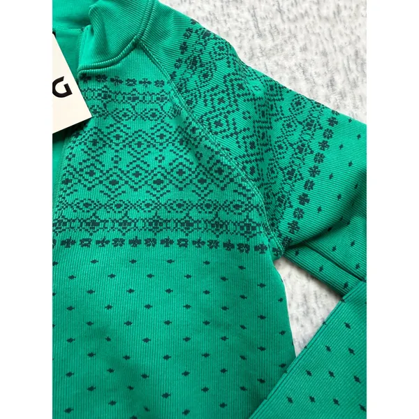DSG Momentum Seamless 1/4 Zip Womens S Emerald Fair Isle‎ Pullover CKP7167CN - Image 4