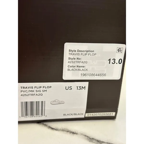 NWT Michael Kors MK Logo Flip Flop Sandals Black Grey Monogram Thong Slides‎ - Image 6