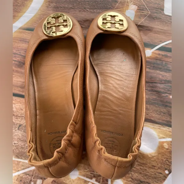 Tory Burch Tan Gold Flats - Image 2