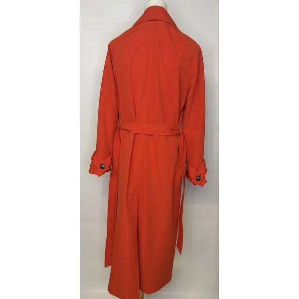 H&M Womens Orange Double Breasted Belted Long Trench Coat XS P/N 11152047 - Image 4