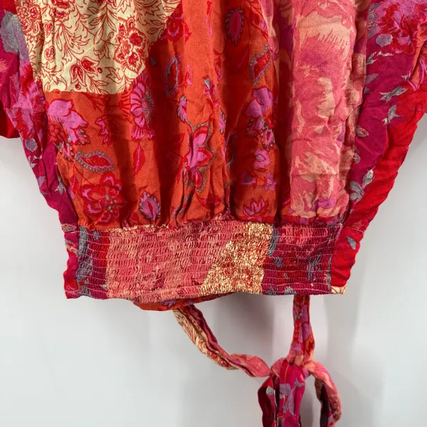Free People Ashley Top SZ Large Fun Combo Wrap Crop NWT Red Boho Floral Waist - Image 13