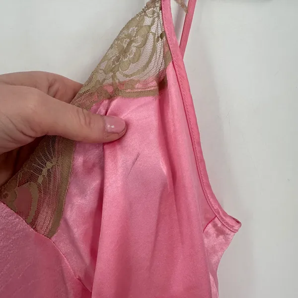 Y2K No Boundaries Babydoll Pink Satin Lace Trim Camisole Slip Dress Size ‎ L - Image 5