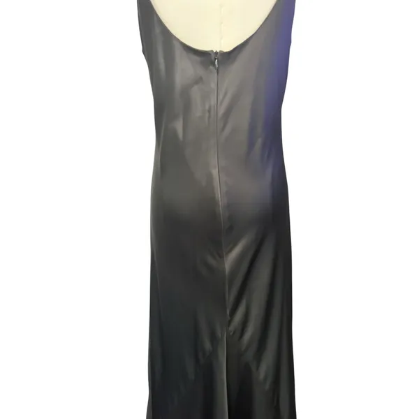 Vtg Kirna Zabete Luxury Stretch Silk Charmeuse Slip Maxi Dress Y2K Tulip Hem USA - Image 11