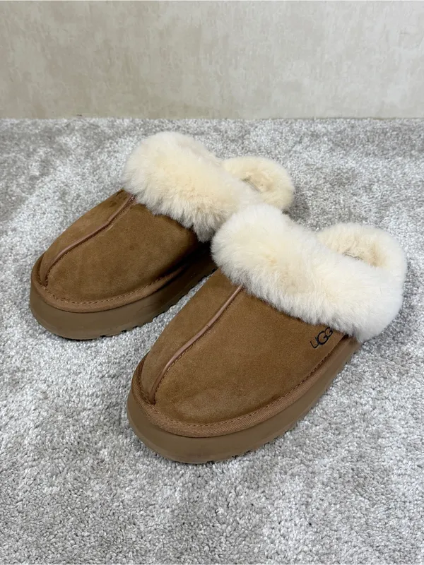 UGG Women’s Disquette Slippers Shoes Suede Sheepskin in Chestnut 7 - Image 4
