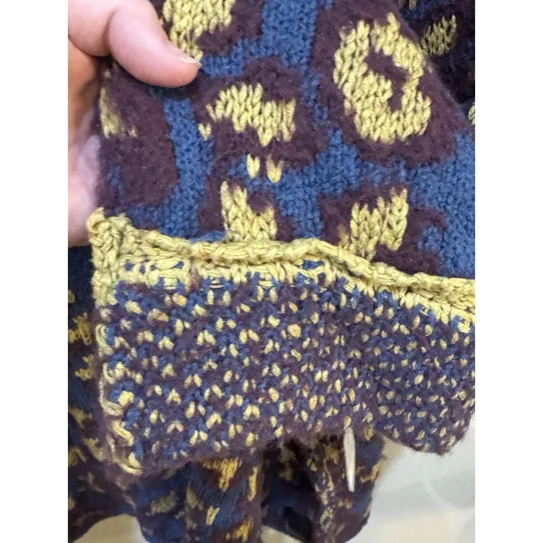 Free People‎ Womens Little Animal Pullover Blue Fig Combo Size Medium Oversized! - Image 7