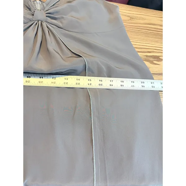 A Pea in the Pod Silk Maternity Dress L Charcoal Gray Empire Waist Cocktail - Image 10