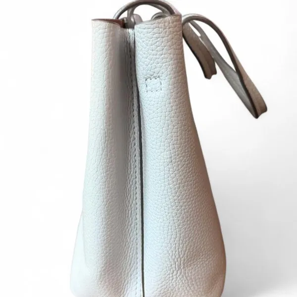 Tory Burch Blake Small Pebbled Leather Tote Gray Crossbody Satchel Bag - Image 6