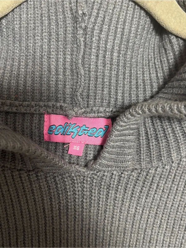 Edikted Women’s Sweater Pullover Hooded Sofie Knit Oversized Gray‎ XS - Image 3