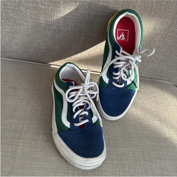 Vans Blue and Green Skate Sneakers with Suede Canvas - Image 6
