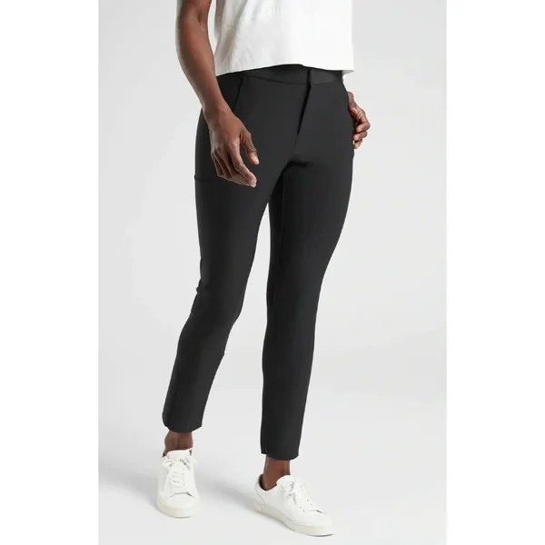 Athleta Stella Shale Black Ankle Zip Stretch‎ Trouser Pants Women's Size 4 - Image 3