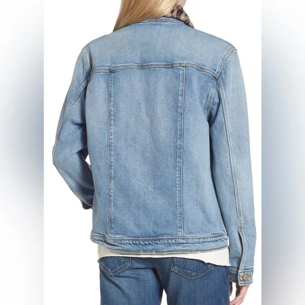 JOE’S Jean Jacket with Leopard Faux Fur Collar Denim new no tags Animal Print - Image 4