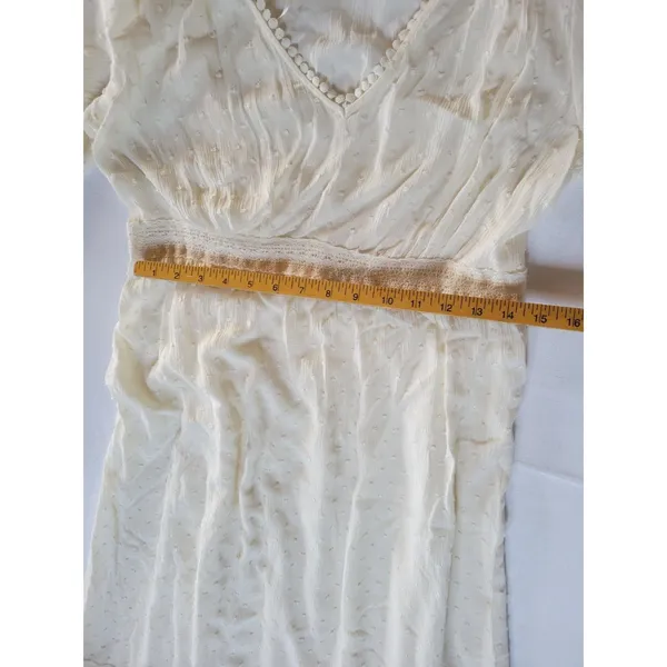 Knox Rose Women's Dress • Cream Swiss Dot Peasant Western Boho Flowy Small - Image 7