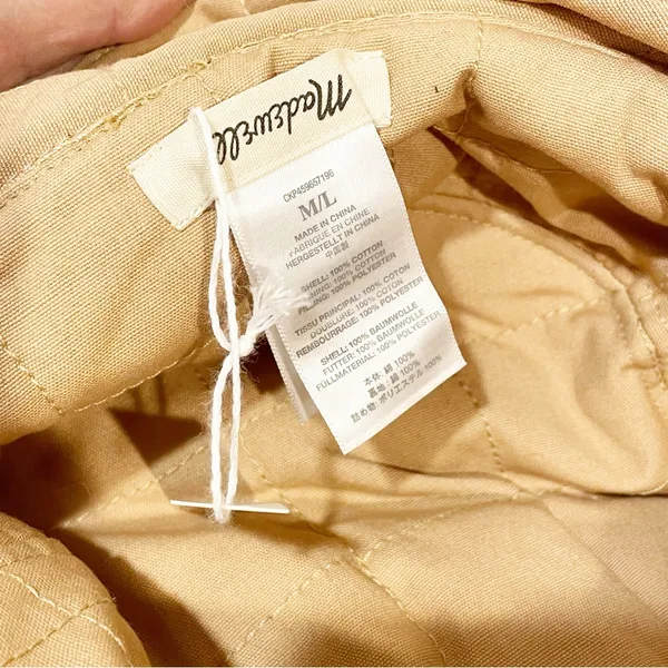 Madewell Pink Tan Medium/Large Reversible‎ Quilted Bucket Hat NEW - Image 3