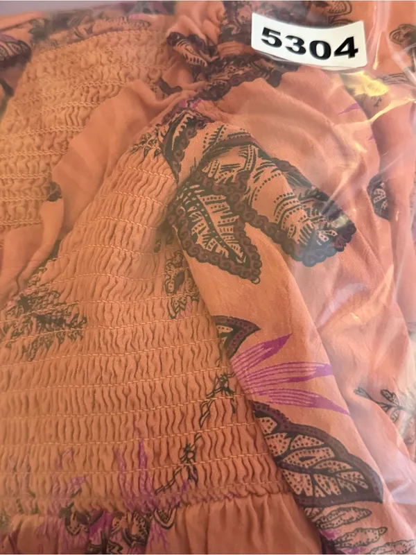 Anthropologie Smocked Puff Sleeve Midi Dress Tropical‎ Print - Image 9