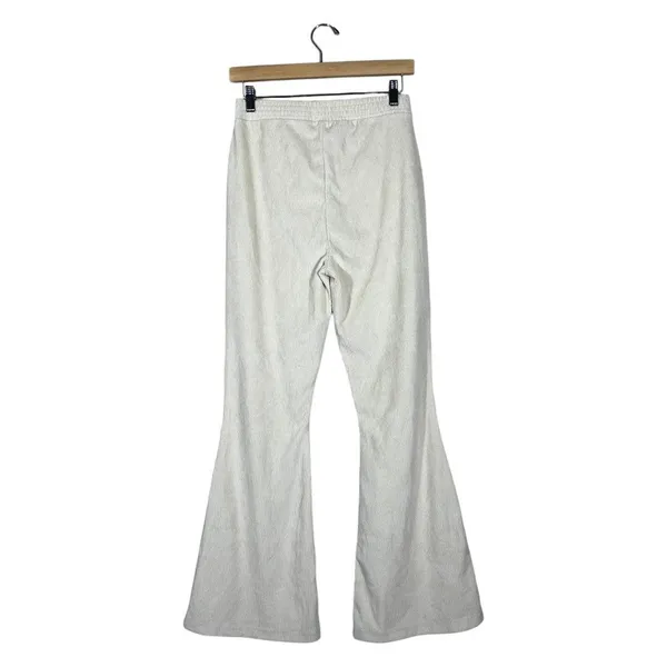 Aerie Ribbed Knit Solid Flare Leg Pants Cream Retro High Rise Seam Detail Size S - Image 5