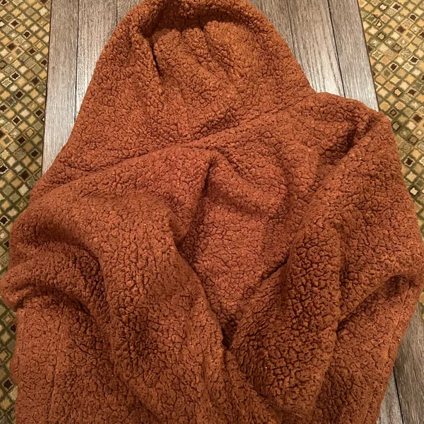 American Eagle Outfitters Rust and Cream Teddy Jacket - Image 4