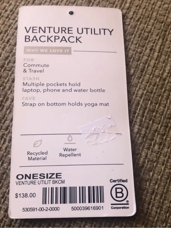 Athleta Venture Utility Backpack Black Camo Laptop Pocket Gym Work waterproof - Image 13