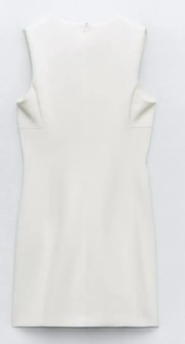 Zara Nwt White Squared Neck Mini Dress Size Xxl - Image 6