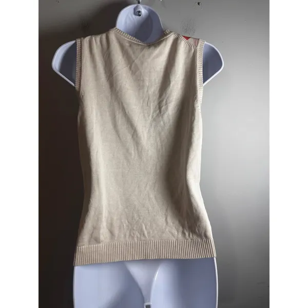 Brooks Brothers Silk Cotton Argyle V-Neck Sweater Vest Pink Orange Cream‎ Y2K M - Image 5