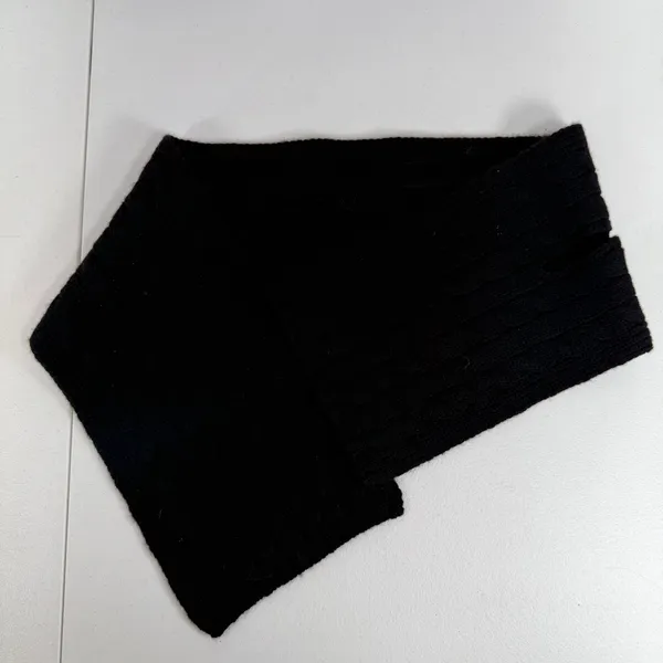Lands End Scarf Black Cable Knit Keyhole Pull Through Neck Warmer Classic Preppy - Image 5