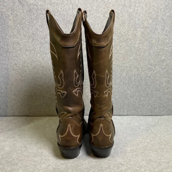 Zara Western Cowboy Boots Women's Size‎ 36 Brown Embroidered Leather Tall EUC - Image 5