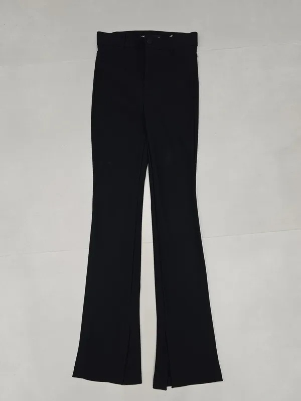 Zara Super Long Black Boot-Cut Dress Pants Size XS - Image 3