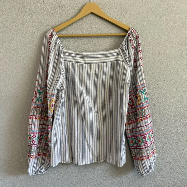 Savanna Jane Square Neck‎ Embroidered Blouse NWT White Size L - Image 2