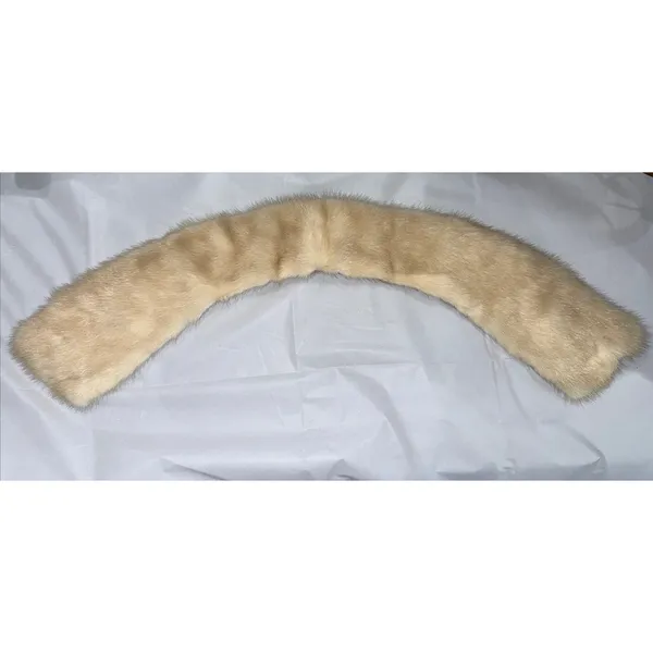 VINTAGE‎ Cream Beige MINK FUR COLLAR SATIN LINED - Image 2