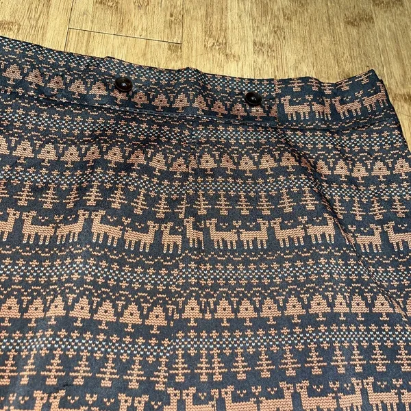 Peppermint Reindeer Fair Isle A-Line Skirt Navy Copper Medium‎ Cottagecore - Image 3