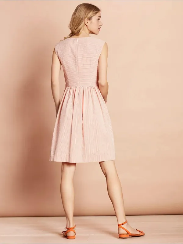 Brooks Brothers Striped Cotton Seersucker Dress 4 Ruffle Front - Image 3
