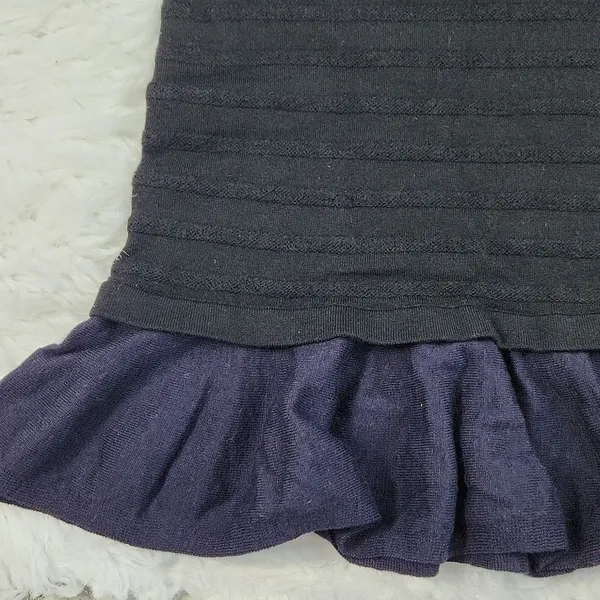 Tory Burch -715 Giselle Textured Merino‎ Wool Sweater Dress Black Ruffle Hem XS - Image 7